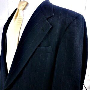 Graham & Gunn Young Executive Collection 45R Blue Chalk Striped Suit Bla…